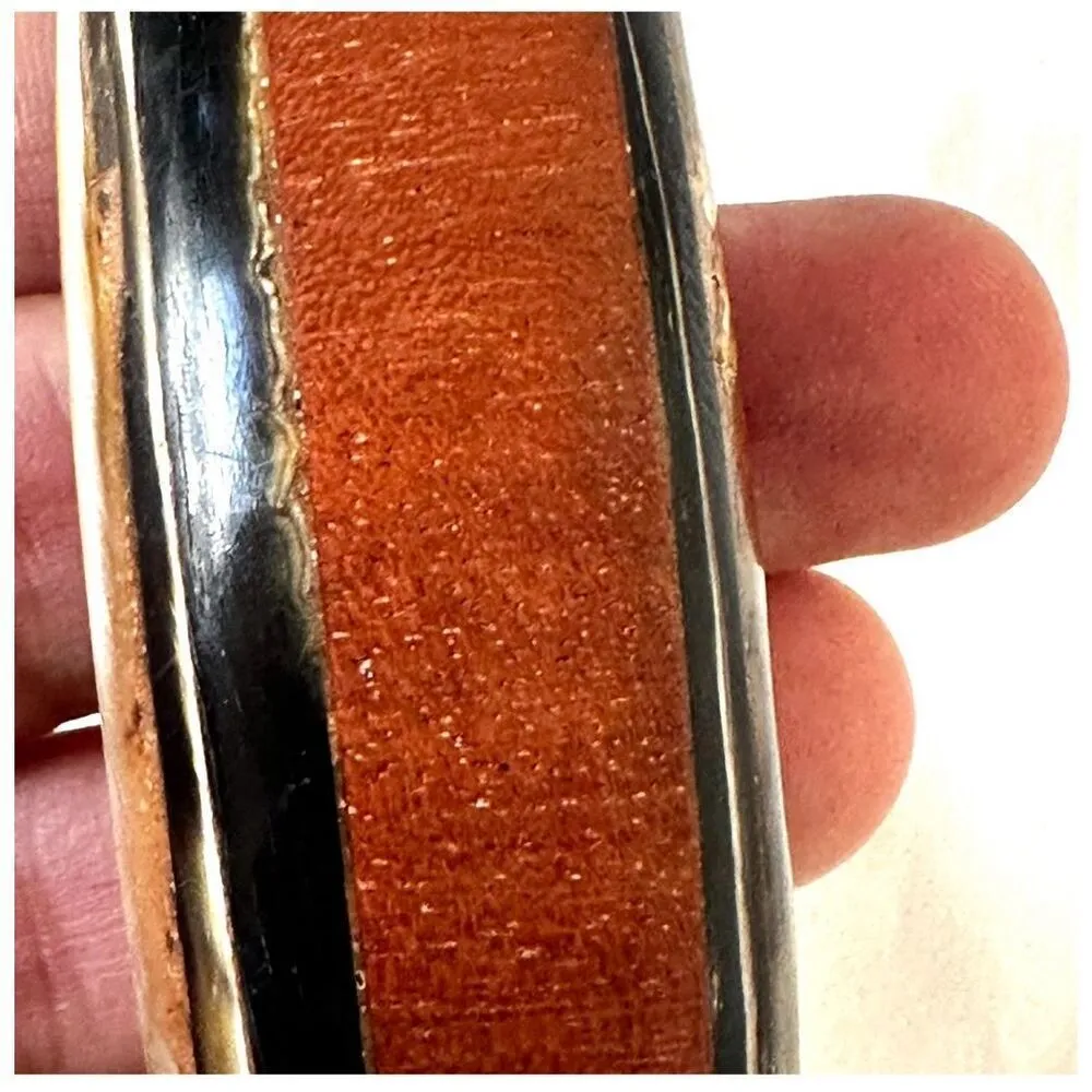 Wood and horn vintage bangle bracelet Brown - Image 5