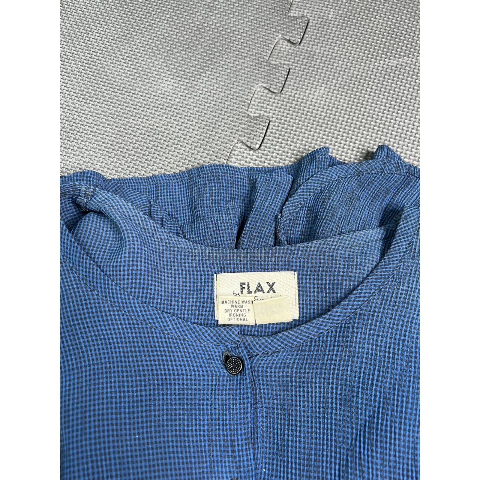 FLAX Jeanne Engelhart Blue Button Front Pintuck Tunic Jacket‎ Artsy Lagenlook M - Image 13