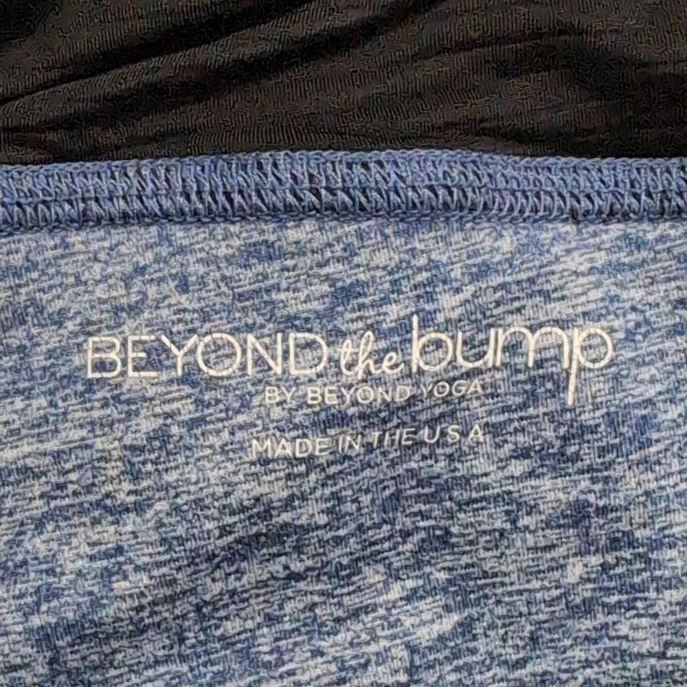 Beyond Yoga Beyond The Bump Blue Maternity Leggings Stretch Full Panel Size L - Image 4