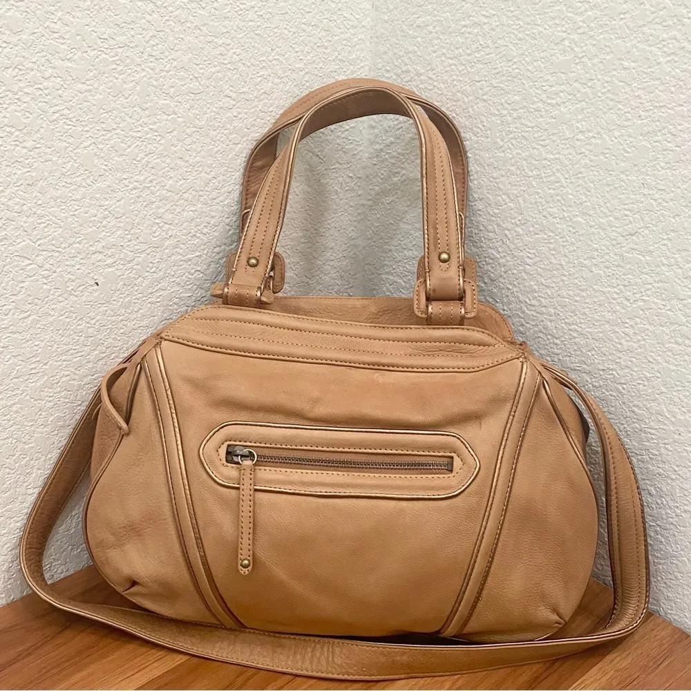 Vintage COLE HAAN Camel Tan Leather Triple Compartment Satchel Crossbody Bag - Image 3