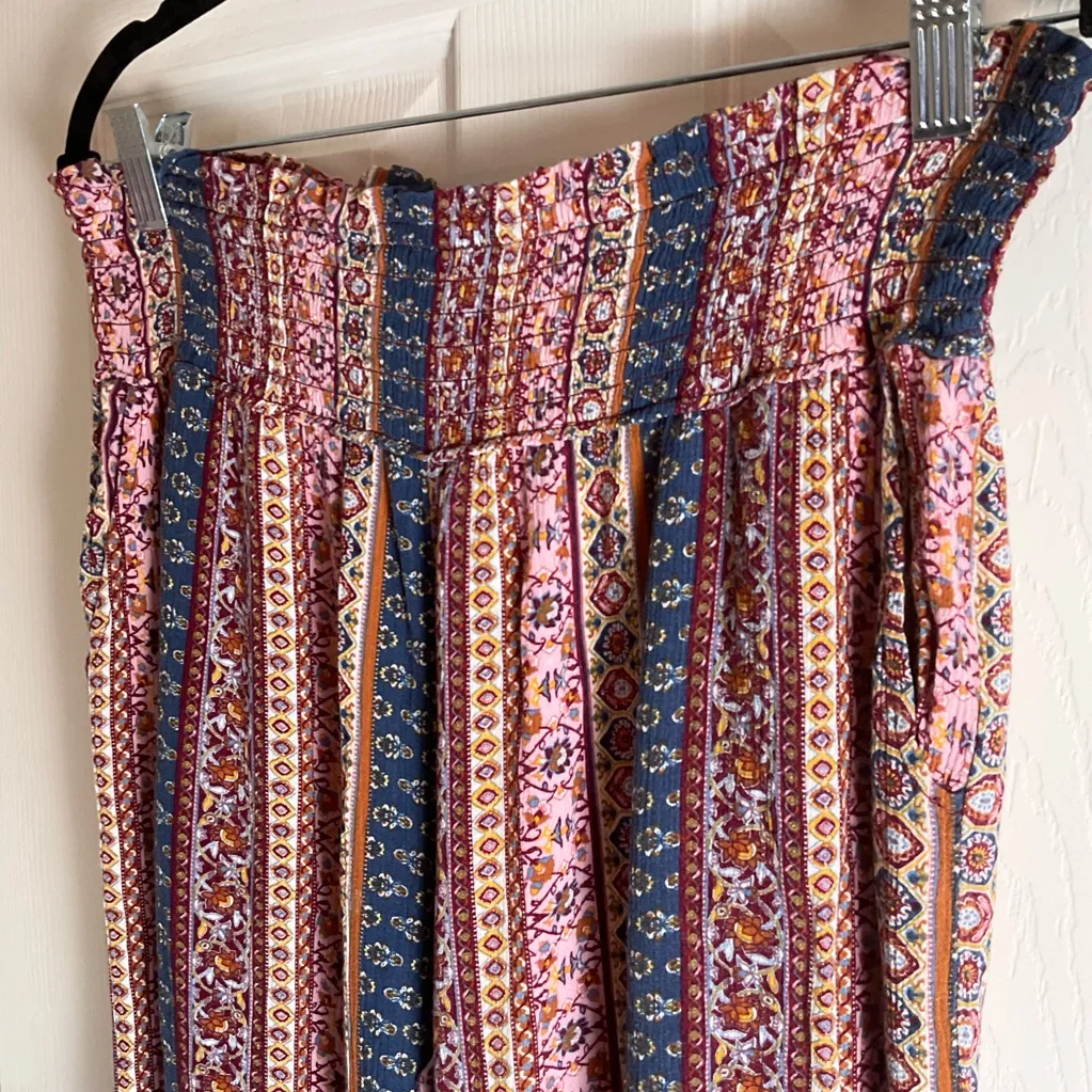 Three Dots WOMENS  PRINTED WIDE LEG PULL ON PANT size Large - Image 4