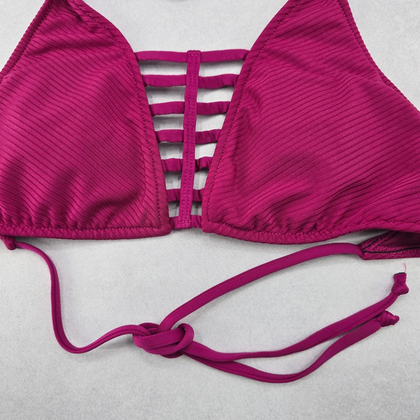 Mossimo Purple Padded Cutout Halter Tie Plunge Bikini Bralette Swim Top S Small - Image 4