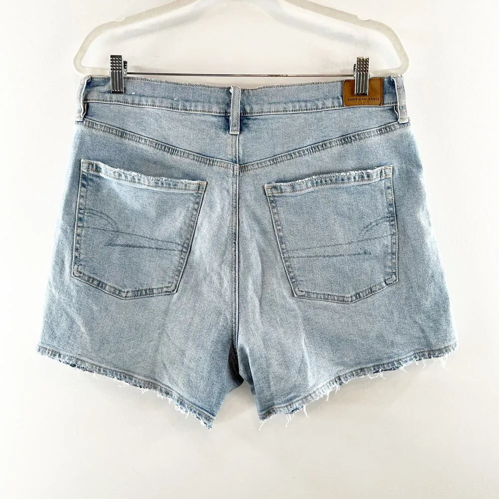American Eagle The Highest Rise 90's Boyfriend Shorts Distressed Blue 14 - Image 12
