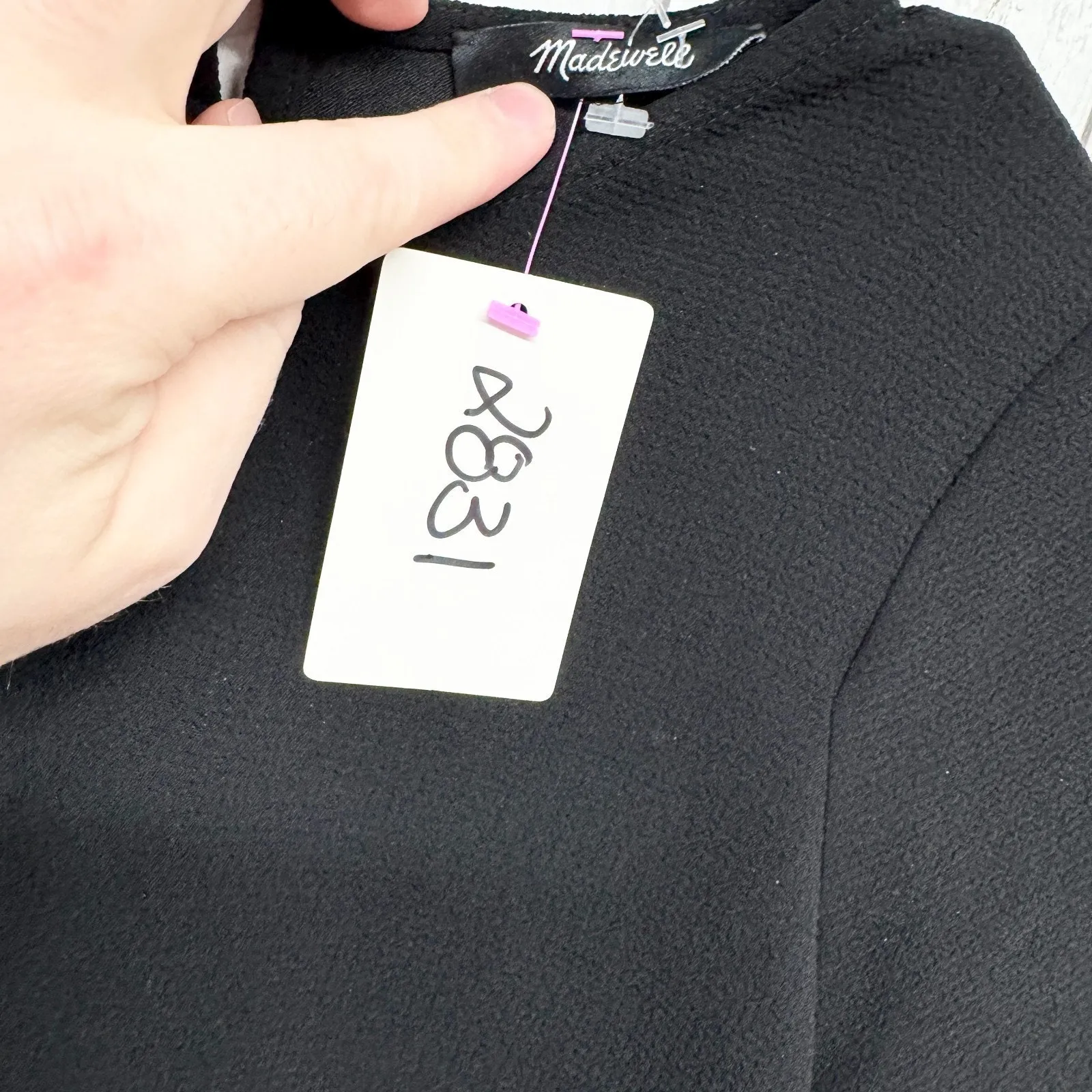 Madewell Shirt Women Chest 31" Medium Black Short Sleeve Round Neck Blouse - Image 3