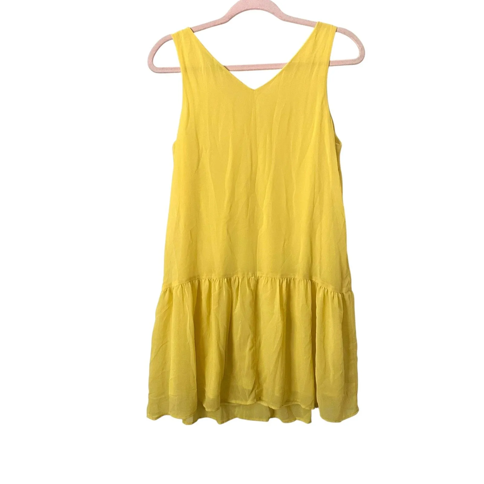 COLLECTIVE CONCEPTS Ruffled Neon Yellow Mini Dress Small‎ - Image 4