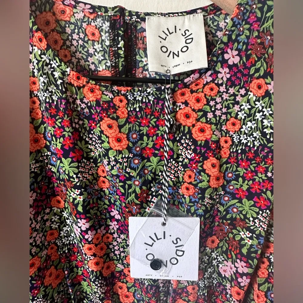 NWT Lili Sidonio Floral Skater Dress Black Multicolor XS - Image 5