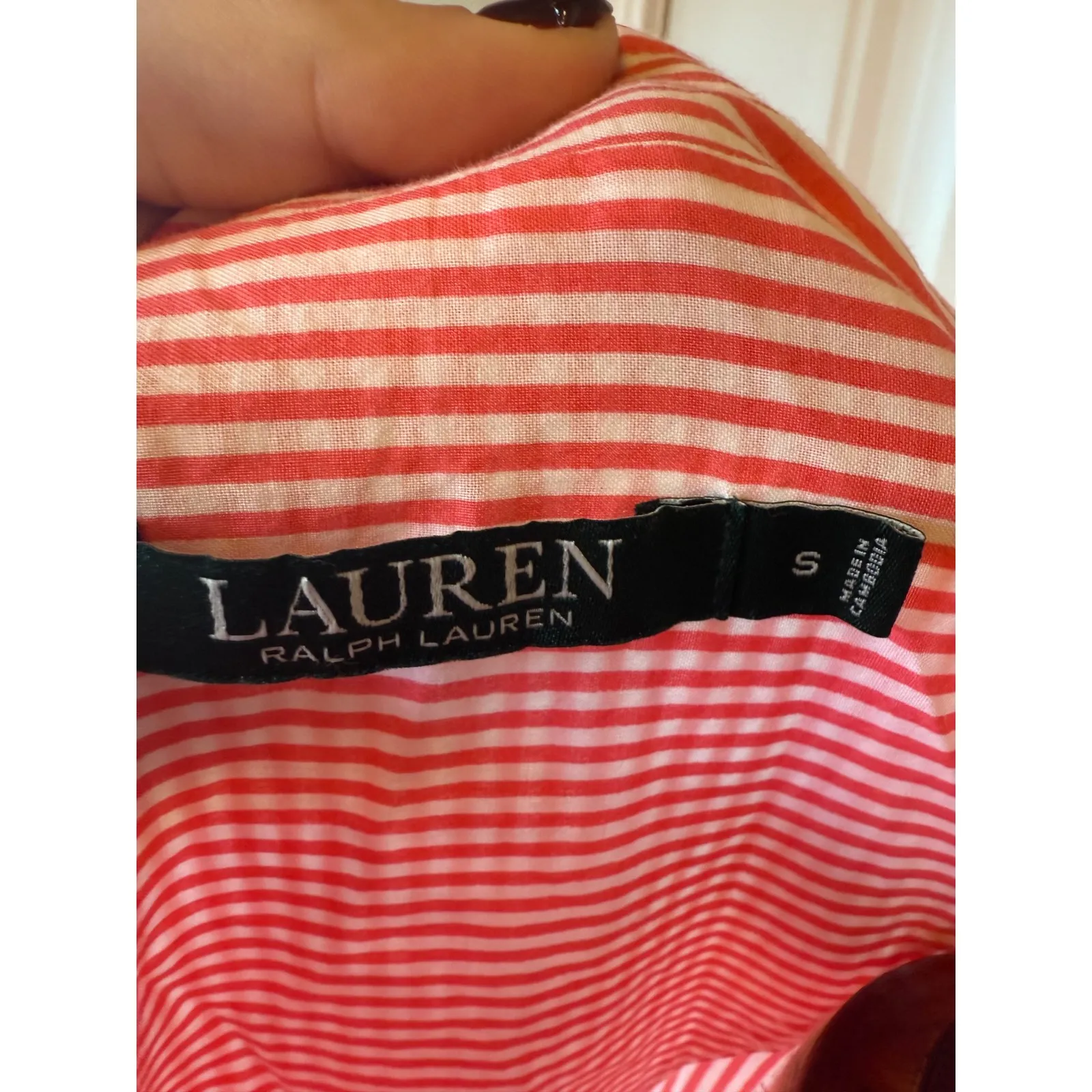Lauren Ralph Lauren Womens Pink White Stripe Button Up Nightgown Sleep Shirt - Image 4
