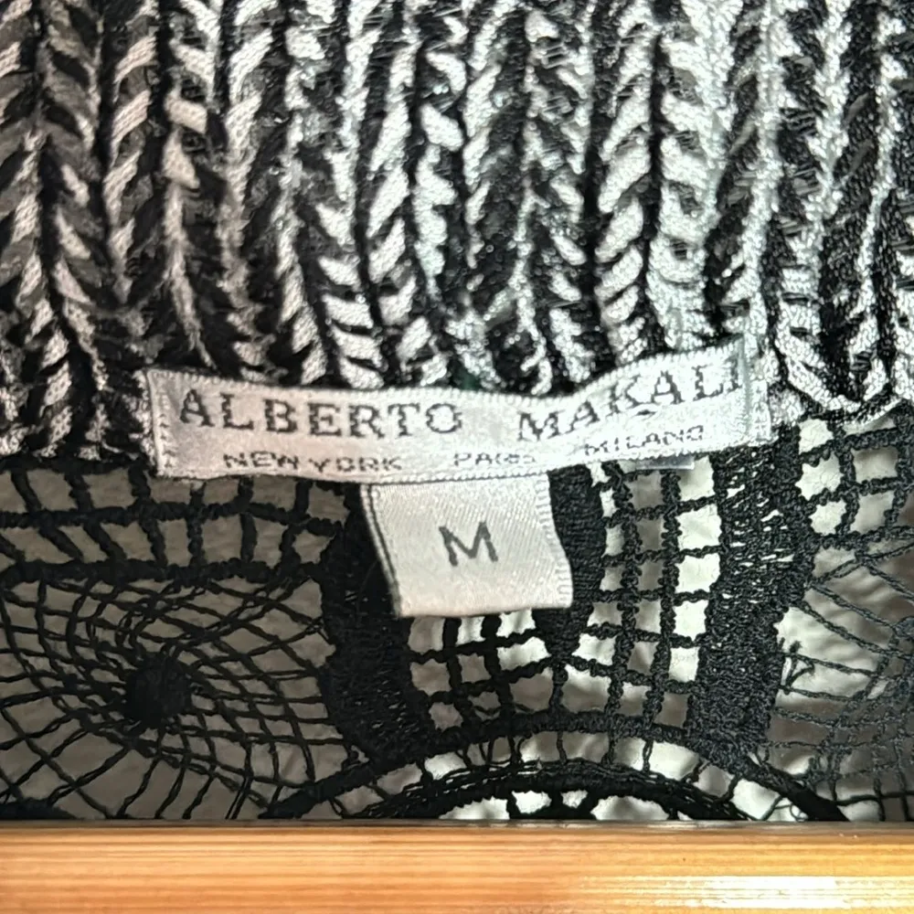 Alberto Makali space dye tape knit dolman sleeve crochet lace back jacket size M - Image 10