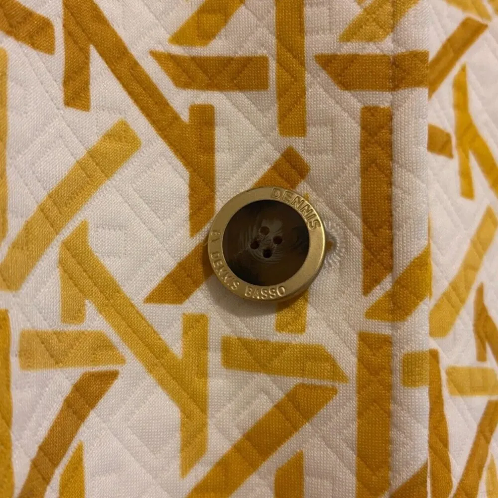 Dennis Basso Womens Jacquard Knit Button-Front Quilted Jacket - Gold/White (22W) - Image 3