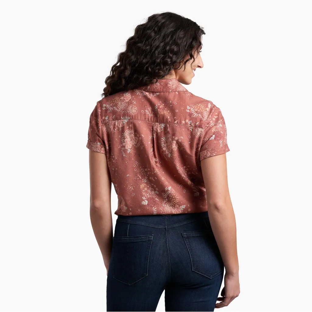 KUHL Elsie Short Sleeve Tie Front Top Women's Size Medium in Rosewood Whimsy - Image 2