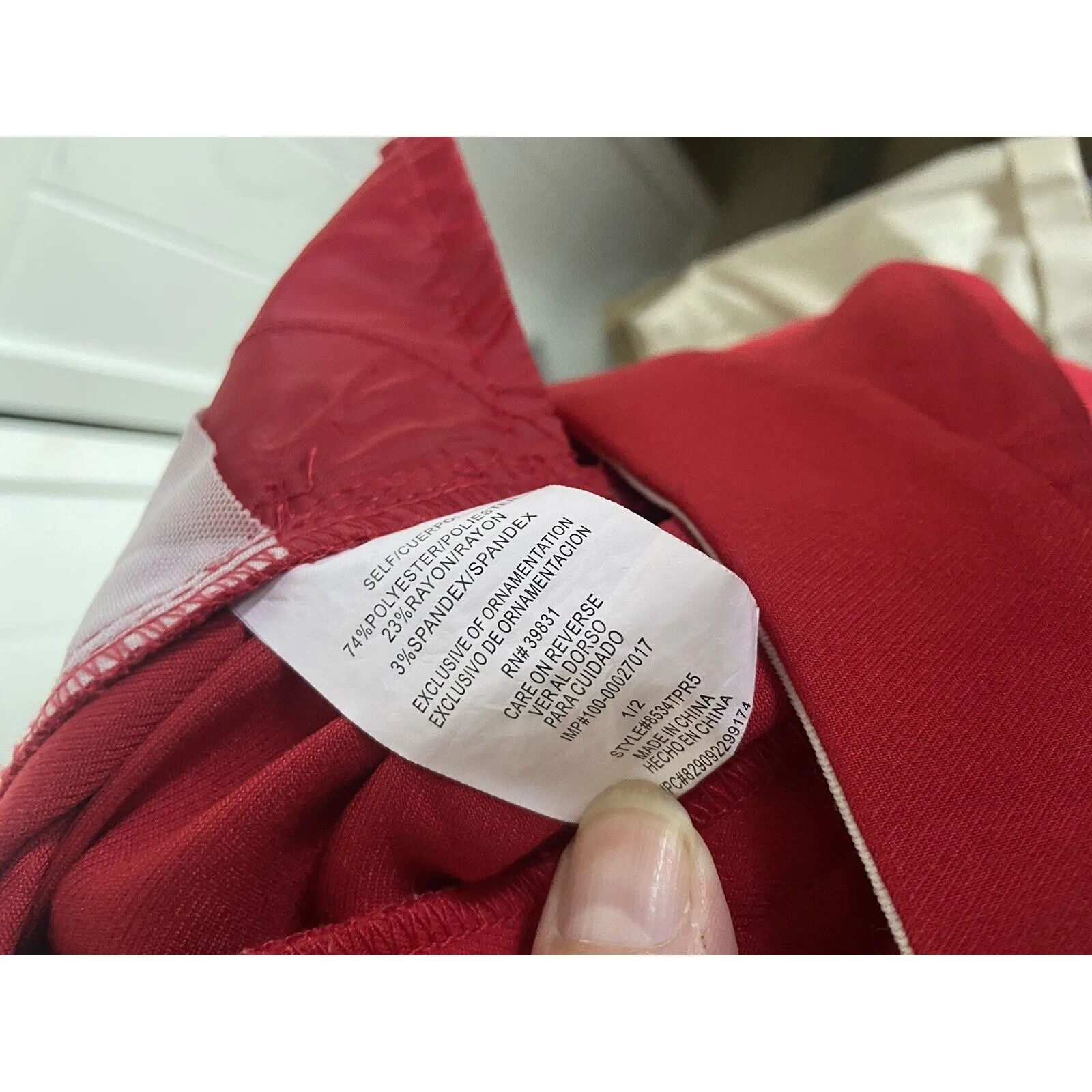 XOXO Womens Dress Pants Sz 1/2‎ Red Stretch Holiday Christmas Solid - Image 6