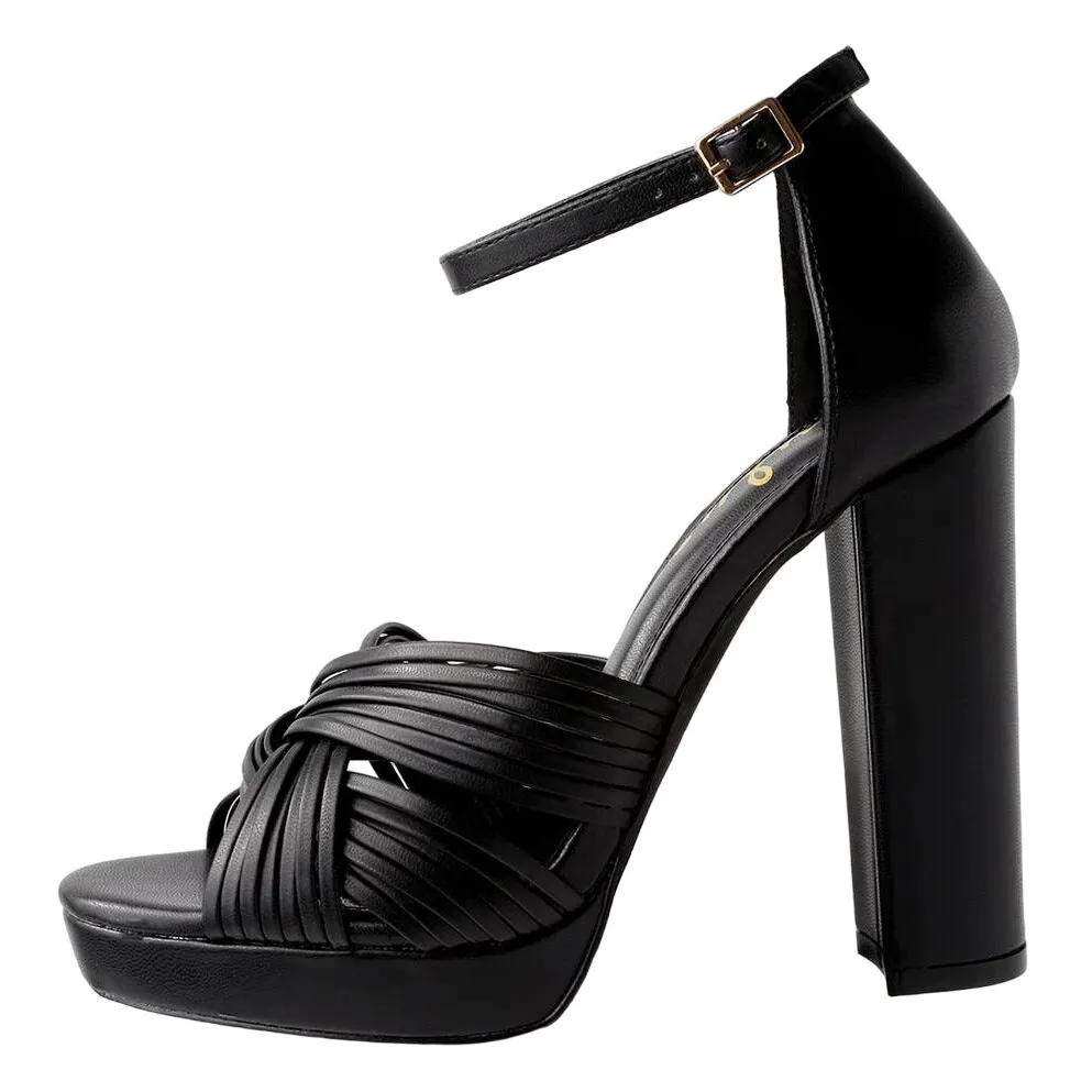 LULUS Sivan Black Platform Ankle Strap High Heels ~ Women's Shoes Size 9 - Image 4