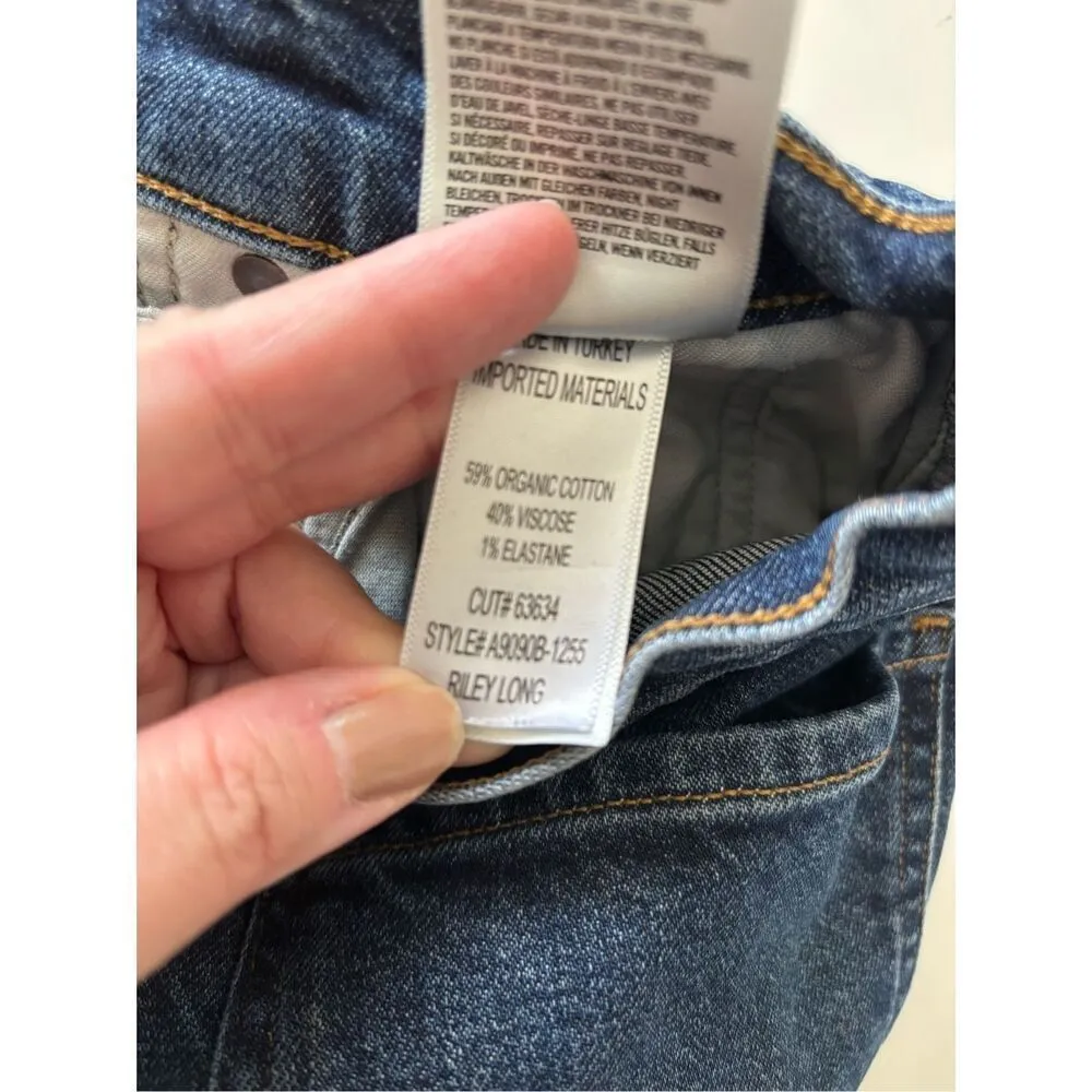 Agolde Riley Long Jeans Women’s Size 26  Blue Denim Straight Dark Wash - Image 2