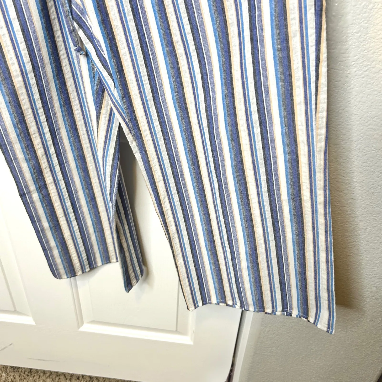 Drew  Striped Jumpsuit Medium V Neck Sleeveless Wide Leg Drawstring - Image 4