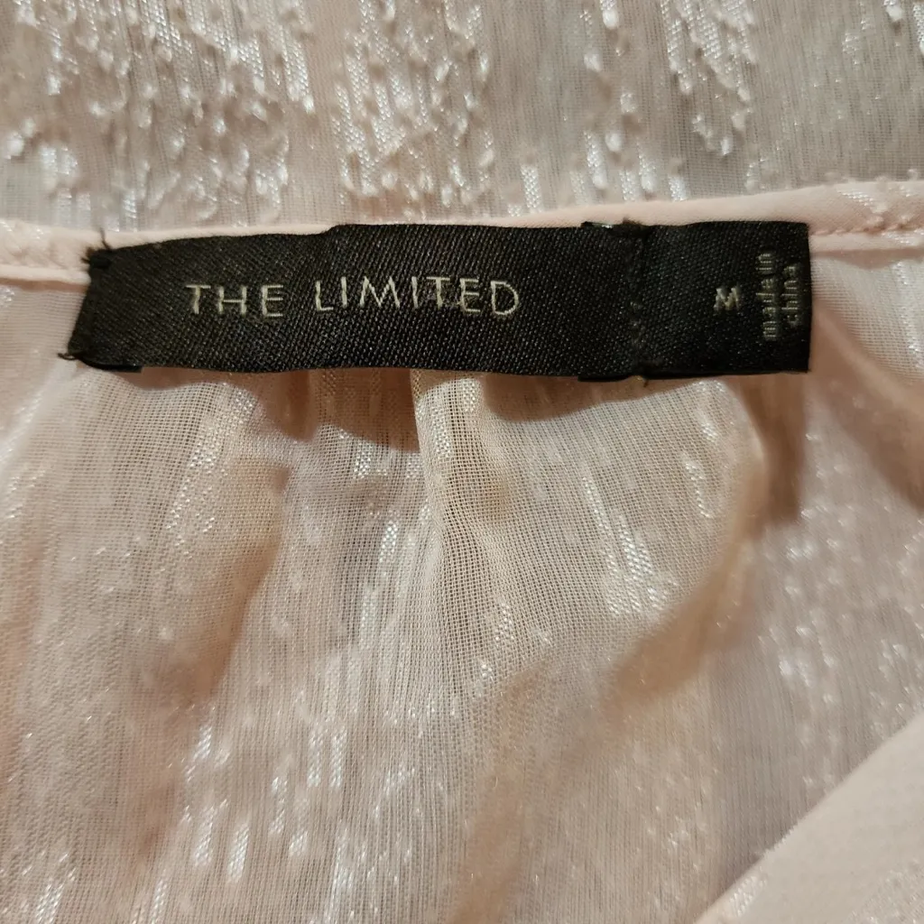 NWOT The Limited Womens Popover Blouse Pink Sheer Embroidered Long Sleeve Size M - Image 7