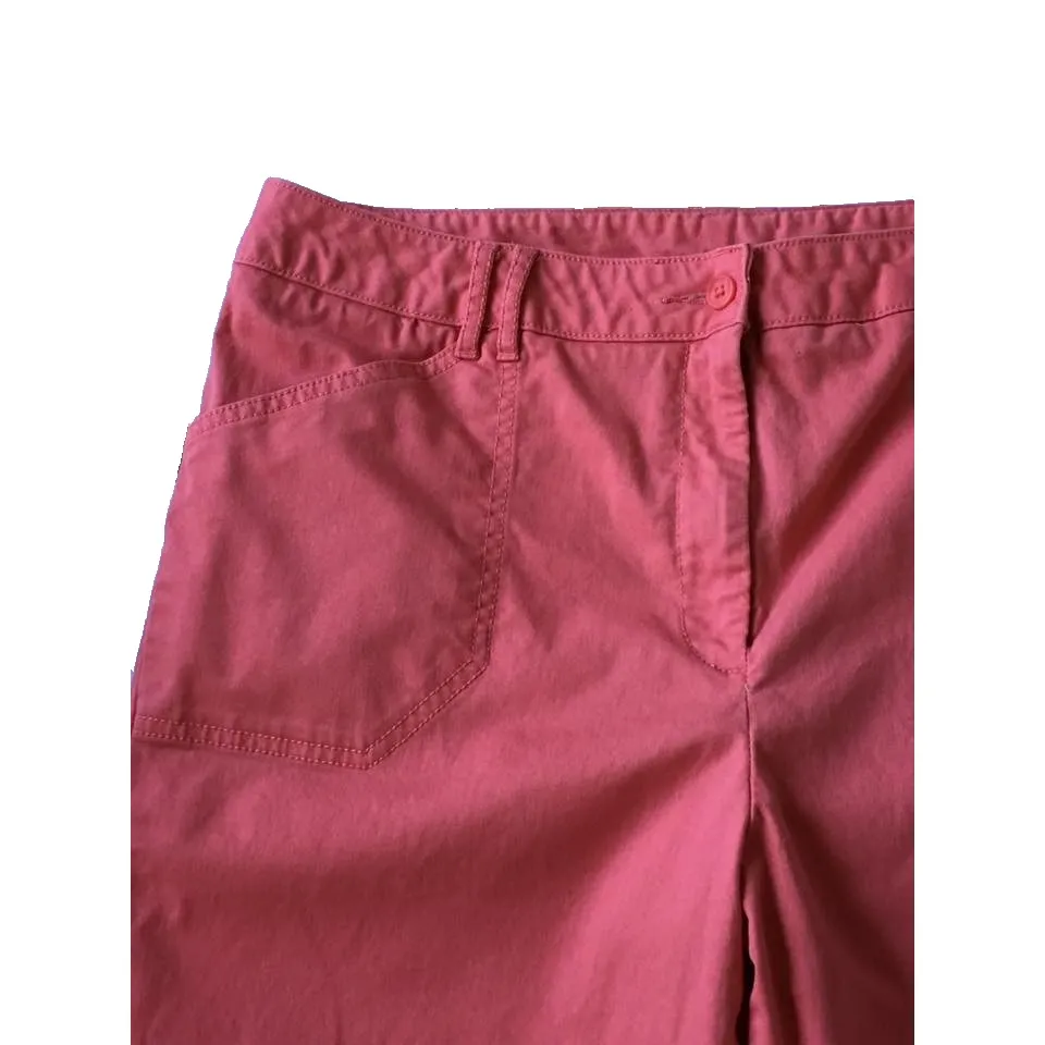 French Laundry Crop Capri Pants Women 14 L Beach Coastal Coral Cotton Wide Leg - Image 2