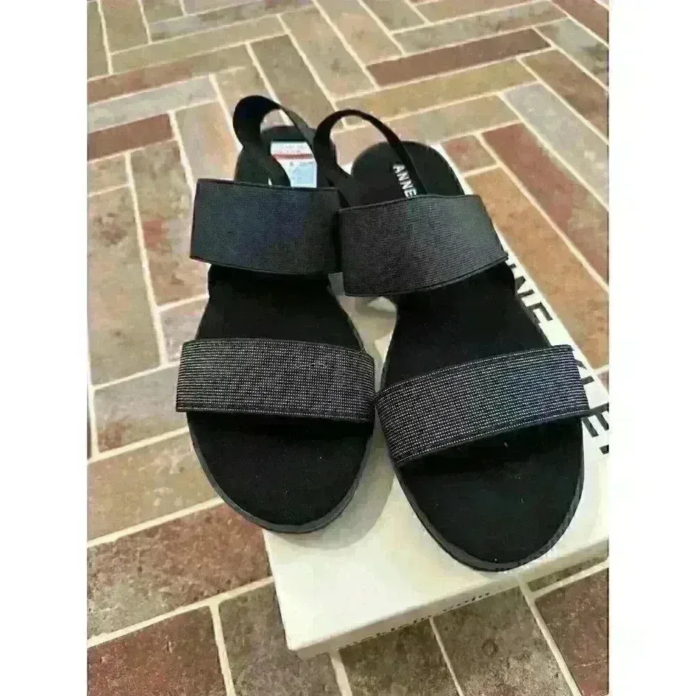 Anne Klein Black Metallic Sandals‎ size 10 NWB - Image 2
