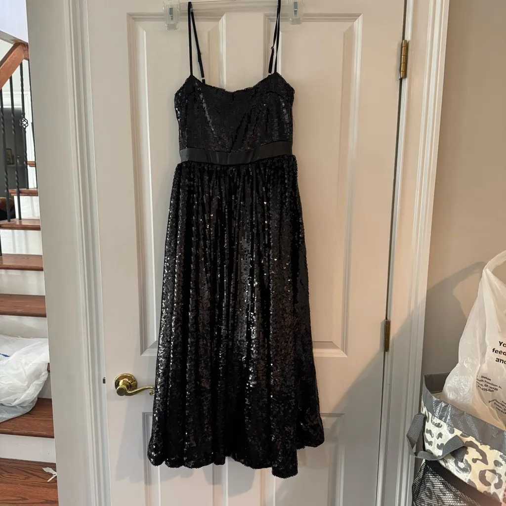 REVOLVE WeWoreWhat Black Sequin Cocktail Dress spaghetti straps 6 / medium - Image 3