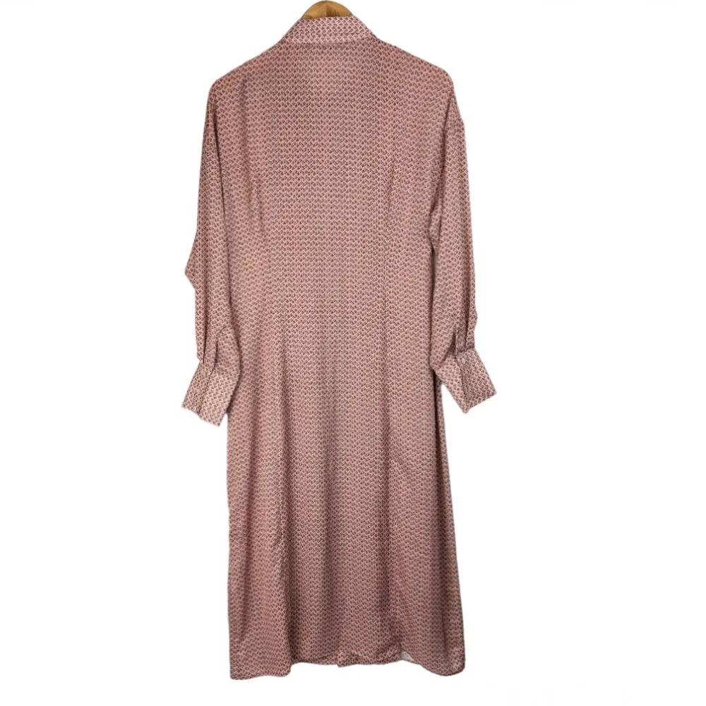 Zara Satin Effect Floral Print Button Front Shirt Dress Long Sleeve Duster Small - Image 3