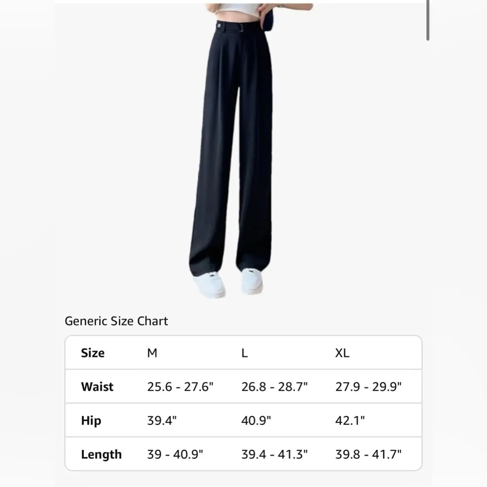 NEW Black High Waist Wide Leg Straight Pants Trousers L - Image 3