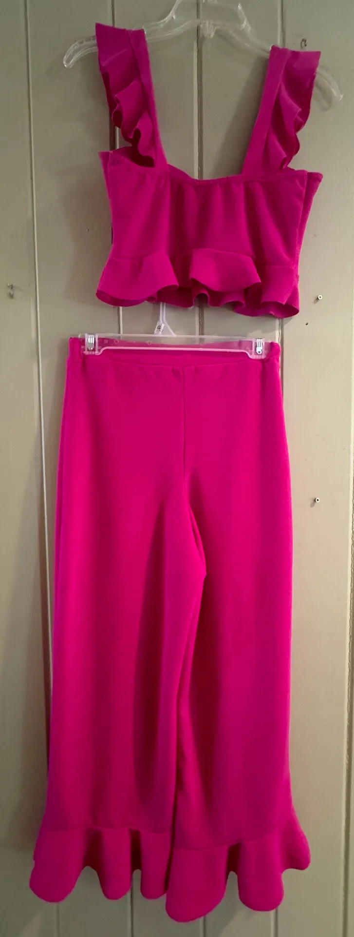 pink/magenta ruffle 2 piece set Grace frill bralette & hem trouser co-ord - Image 7