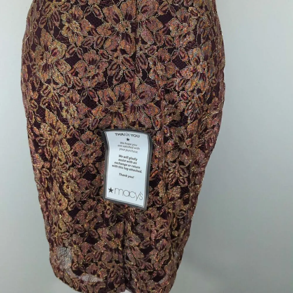 Guess Women's Red Metallic Lace‎ Sleeveless Open-Back Bodycon Dress Size 4 NWT - Image 10