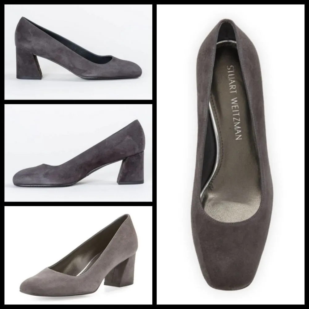 💕STUART WEITZMAN💕 Marymid Suede Block-Heel Pumps ~ Grey Size 9 - Image 3