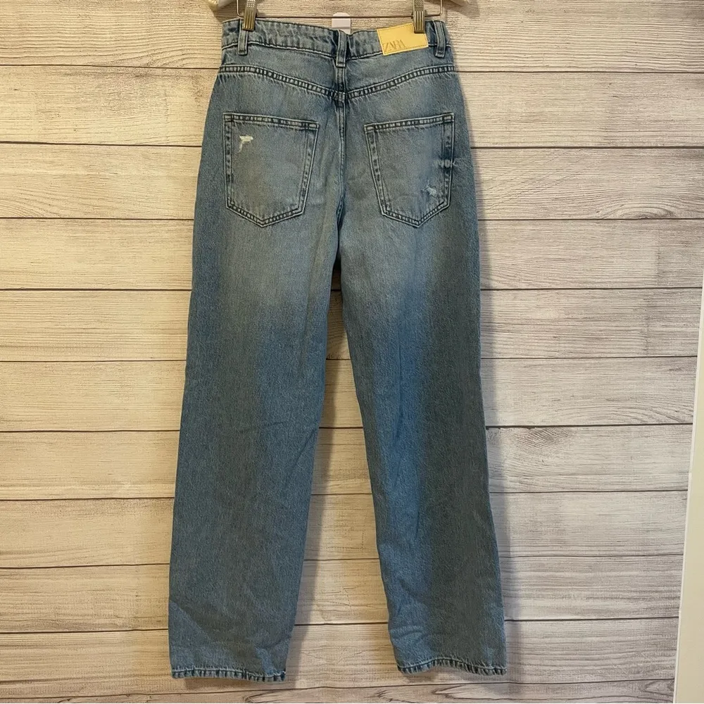 NWT Zara Mom Distressed Straight Leg Jeans - Image 4