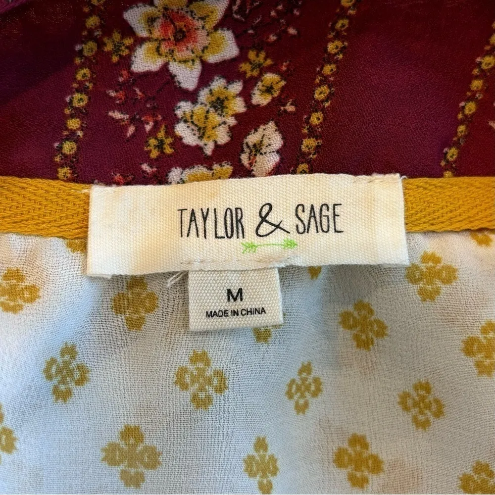 Women's Taylor and Sage white yellow floral boho kimono cardigan size med - Image 7