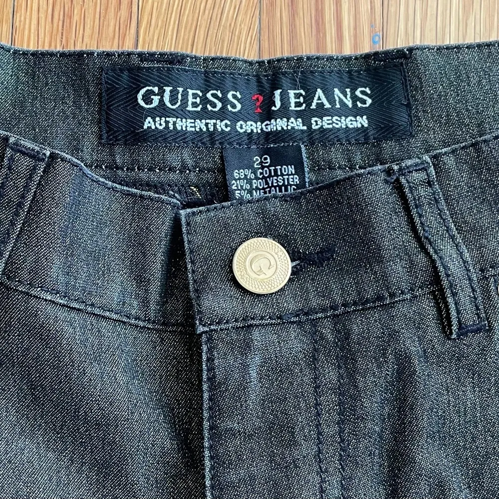 Guess Jeans Vintage 90’s black gold metallic thread Bootcut high rise jeans 29” - Image 8