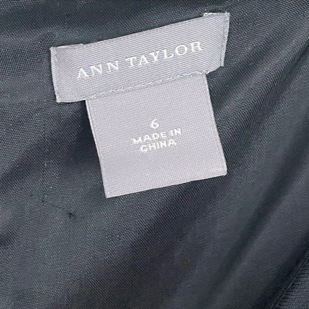 Ann Taylor V-Neck Sheath Dress Sleeveless 6 Black - Image 2