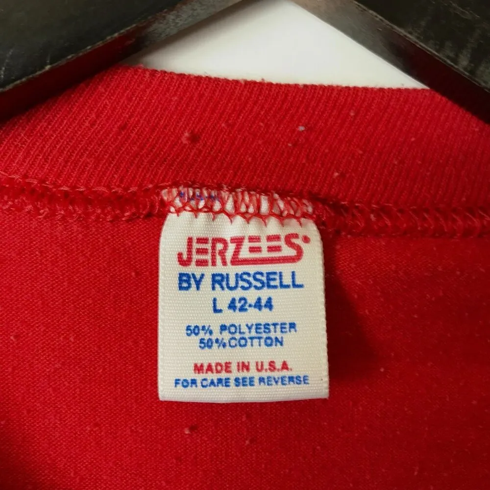 1986 Jerzees Nike Race T Shirt Vintage 80s Red 50/50 USA Made M Unisex Fit Size M - Image 4