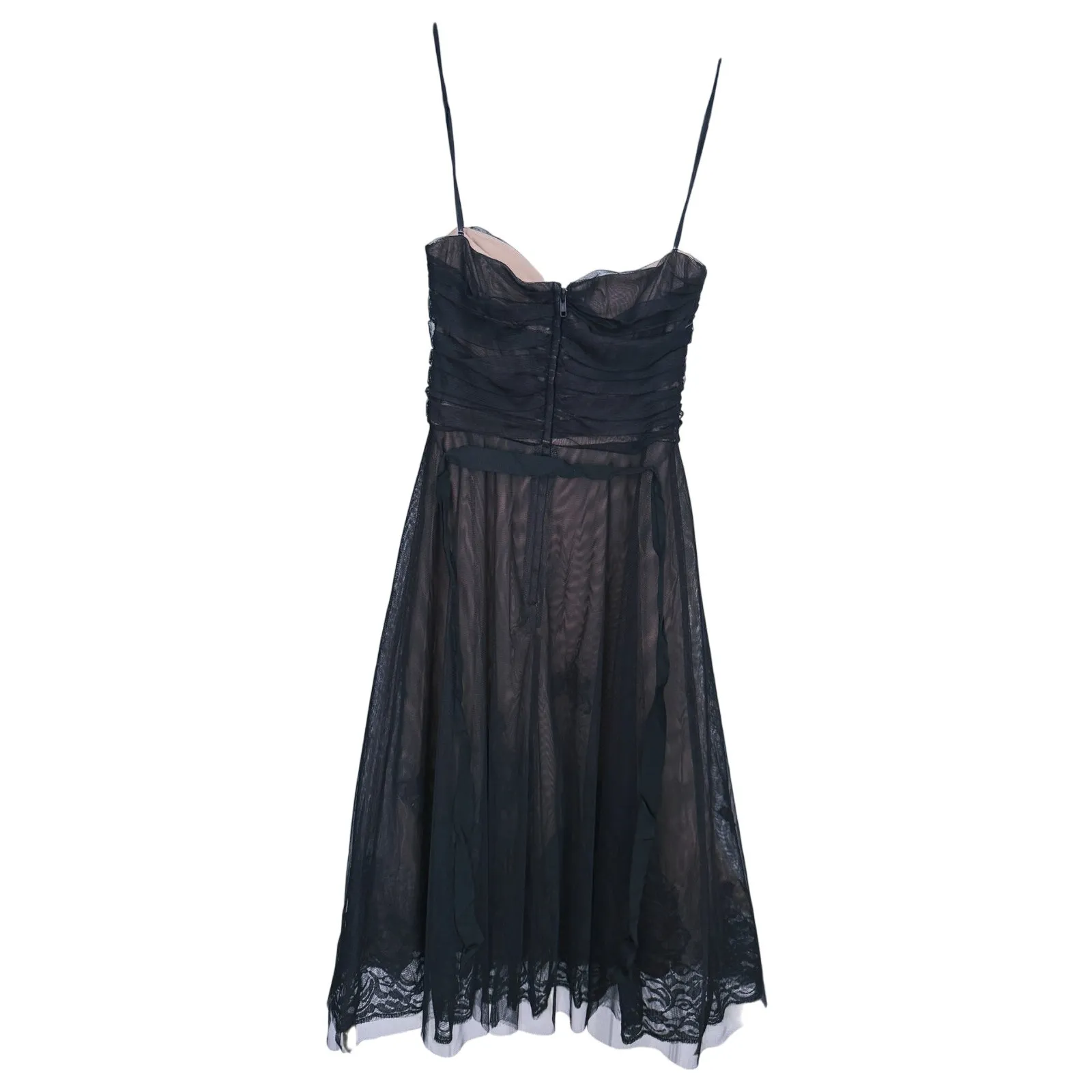 BCBG Dark Fairy Whimsigoth Sheer Lace Dress Strapless Size 4 Black Formal Event - Image 4