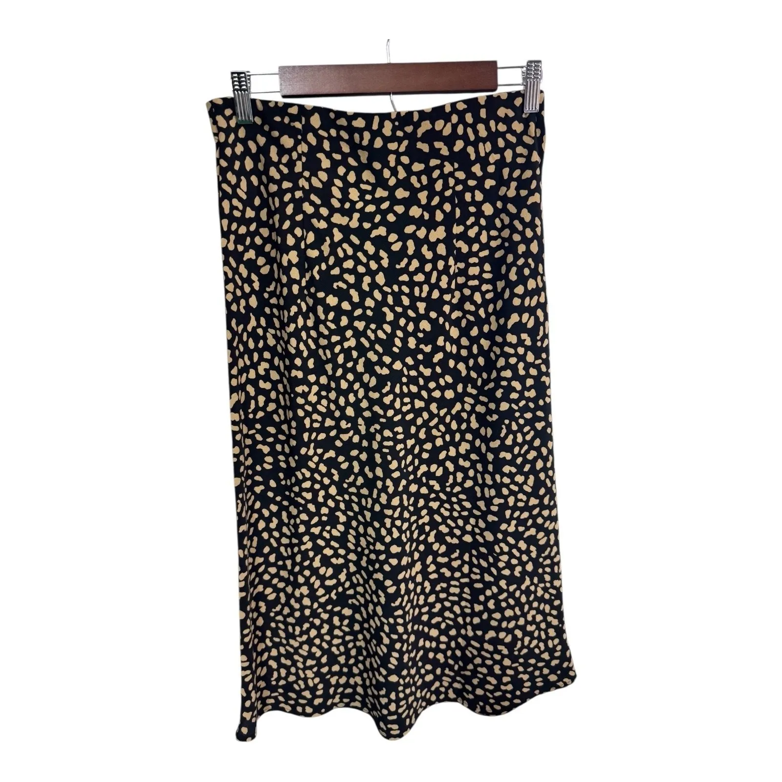 Sanctuary Animal Print Midi Skirt Black Leopard Tan Pull-On Waistband Women's Sm - Image 3