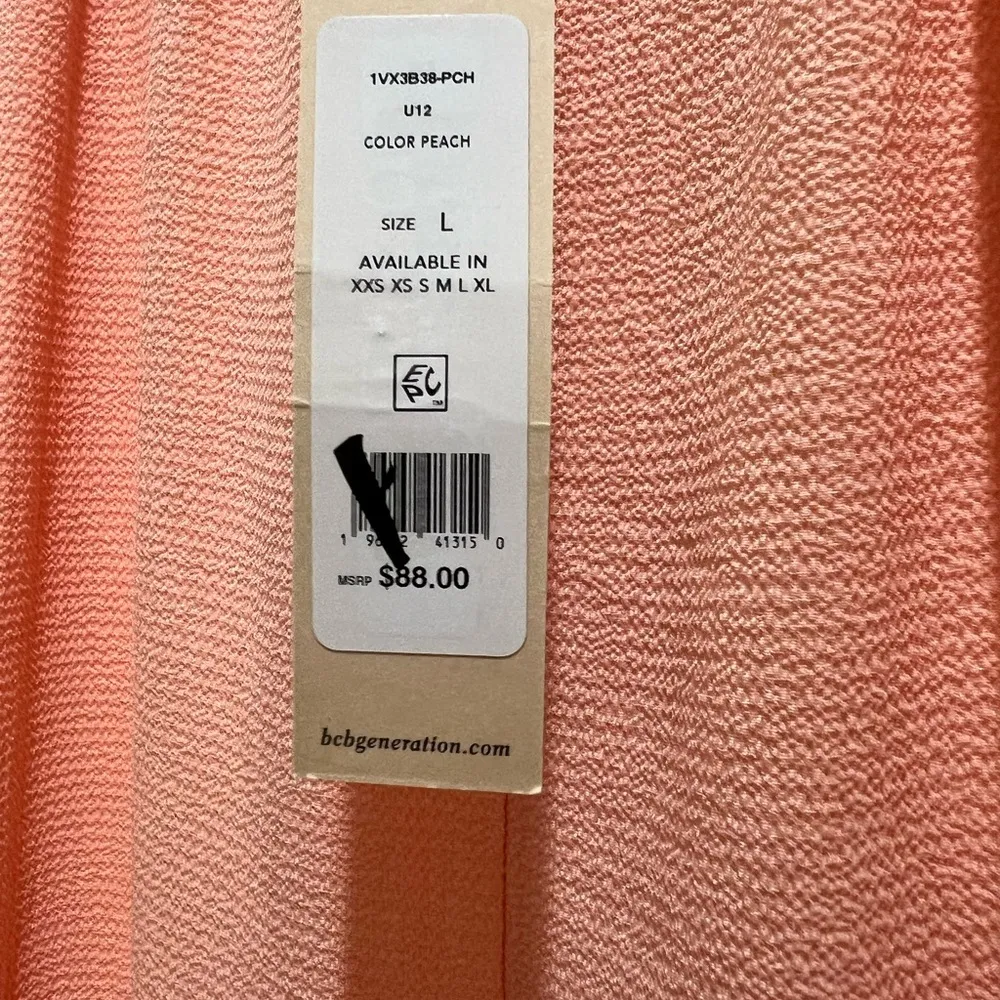 BCBGeneration Tropical Peach Pink Maxi Skirt Side Slit Size Large, NWT - Image 6