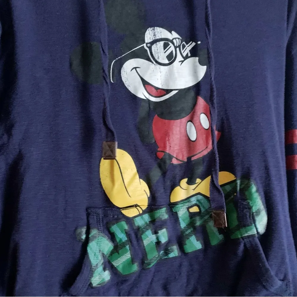 DISNEY Walt Disney Parks Mickey Plaid Nerd Graphic TShirt Hoodie L - Image 2