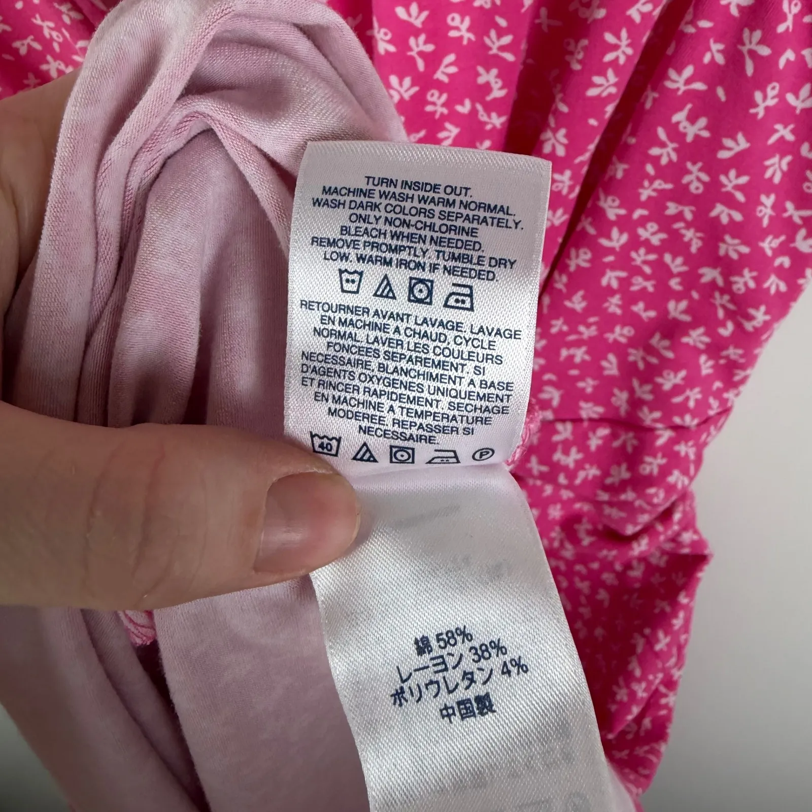 Lands End Pink Floral Faux Wrap Knit Dress Medium Stretch Comfy Feminine Modest - Image 7