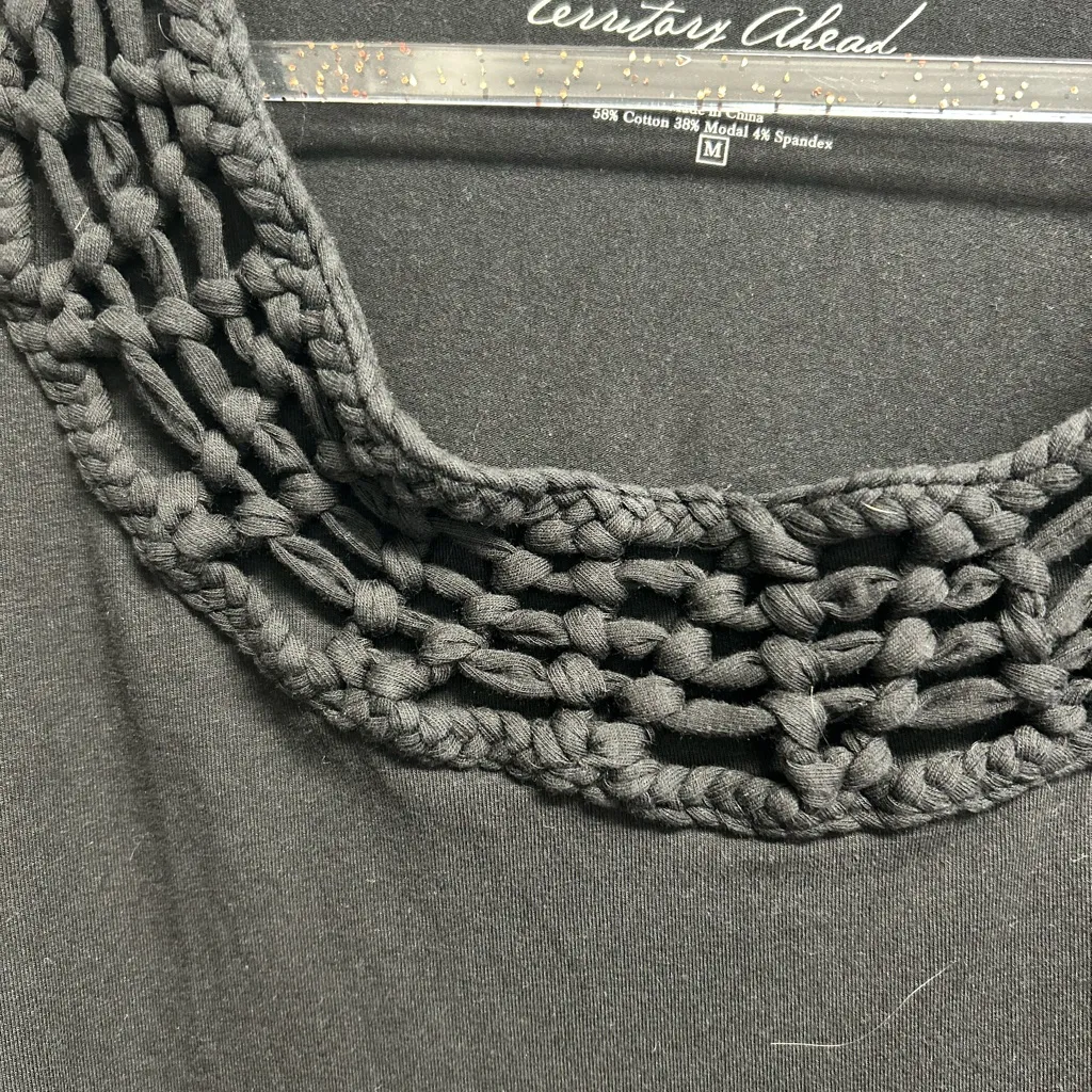 The Territory Ahead Black Braided Neckline Blouse - Image 3