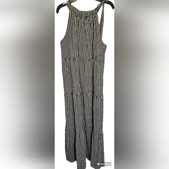 Maggy London sz 6 womens gingham print maxi dress - Image 2