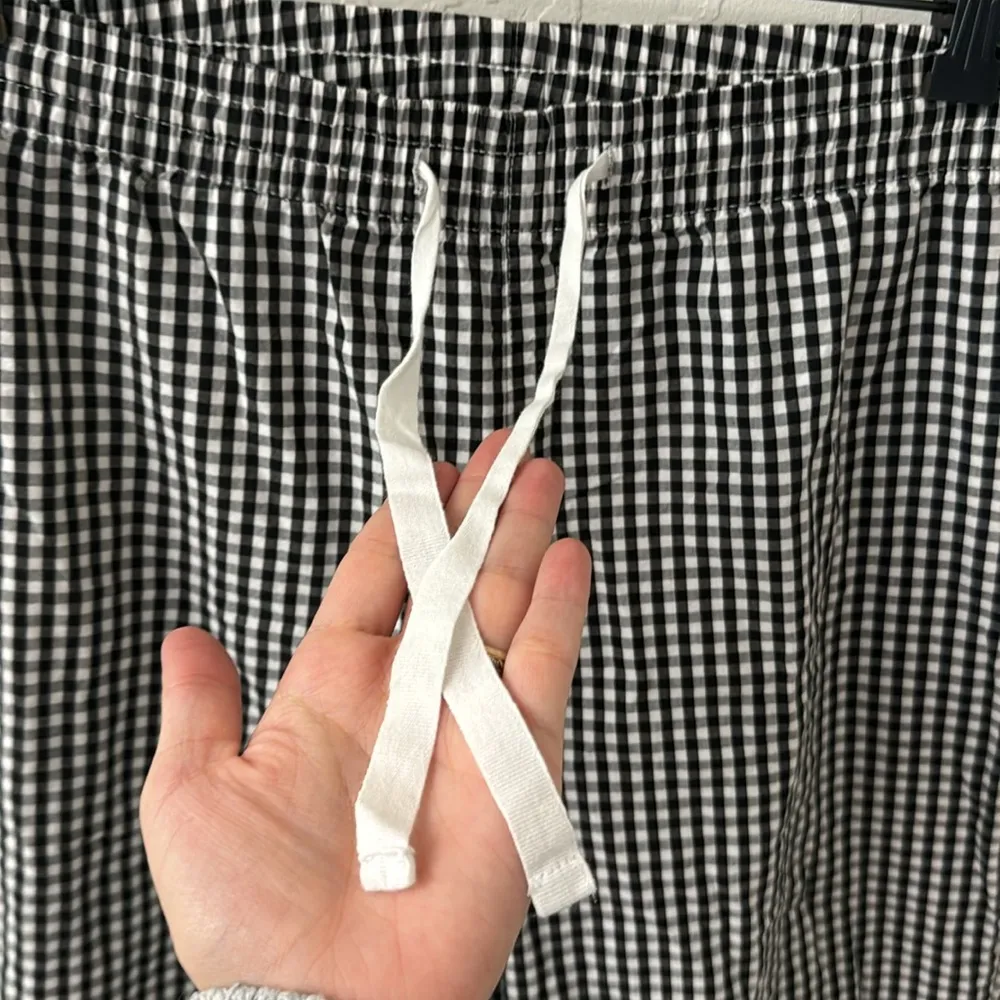 Love by  Gingham Black White Check Straight Leg Baggy Pull On Lounge Pants S - Image 3