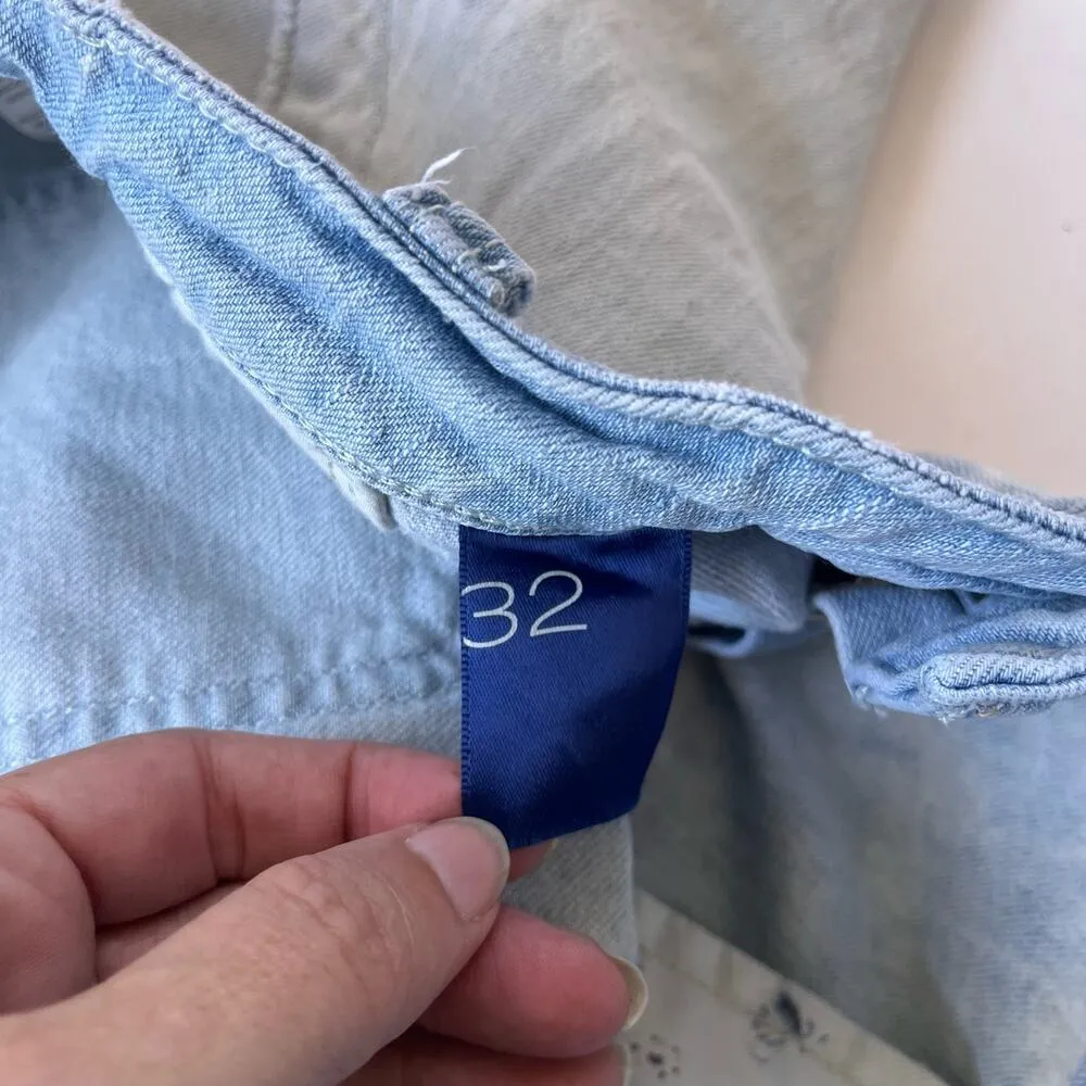 PILCRO Cutoff Booty Denim Womens Shorts Sz 32 Lightwash Blue Distressed Festival - Image 9