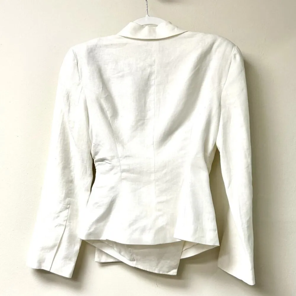 NWOT L'Academie Micha Linen Long Sleeve Handkerchief Hem Blazer Jacket Ivory XS - Image 5