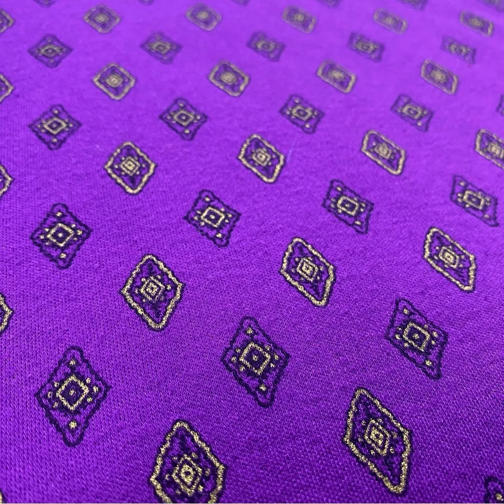 Vintage 1980s Clovelly Purple and Gold Diamond Turtleneck Size M - Image 4