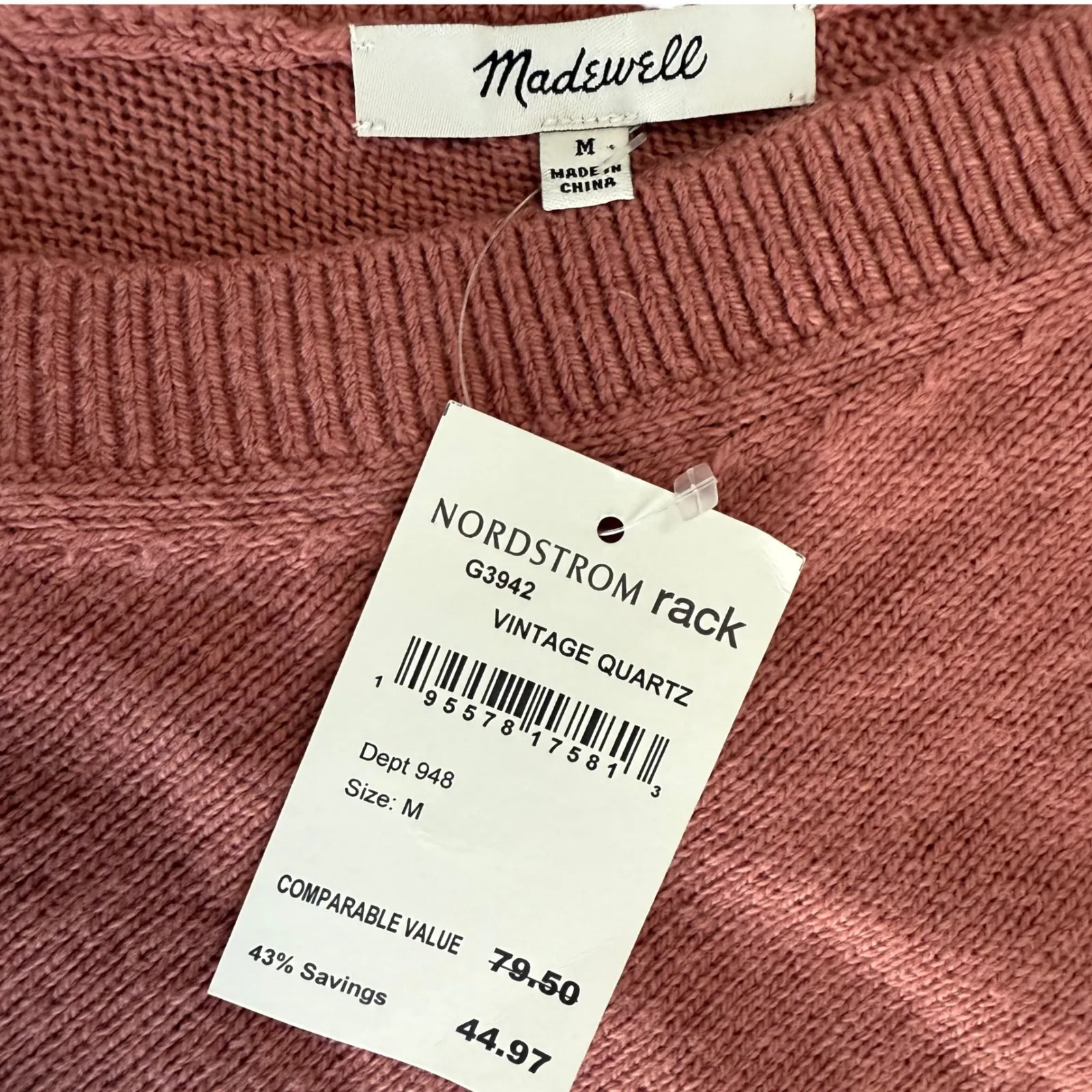 Madewell NWT Double V Neck Bell Sleeve Knit Sweater Dusty Rose Pink‎ Size M - Image 5
