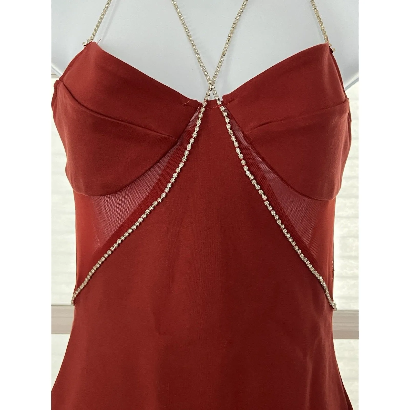 Superdown jaxie diamond mini dress In Rust Size Small - Image 9