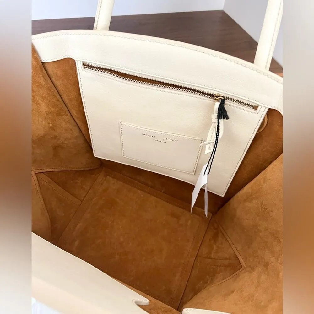 NWT Proenza Schouler leather pipe bag cream large shoulder New with tags - Image 13