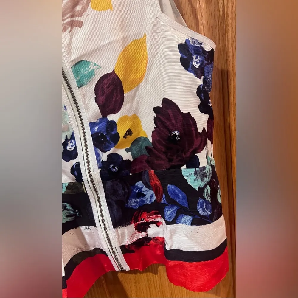 Anthropologie HD In Paris Elise Floral Sleeveless Lined Peplum Blouse Top Size 8 - Image 14
