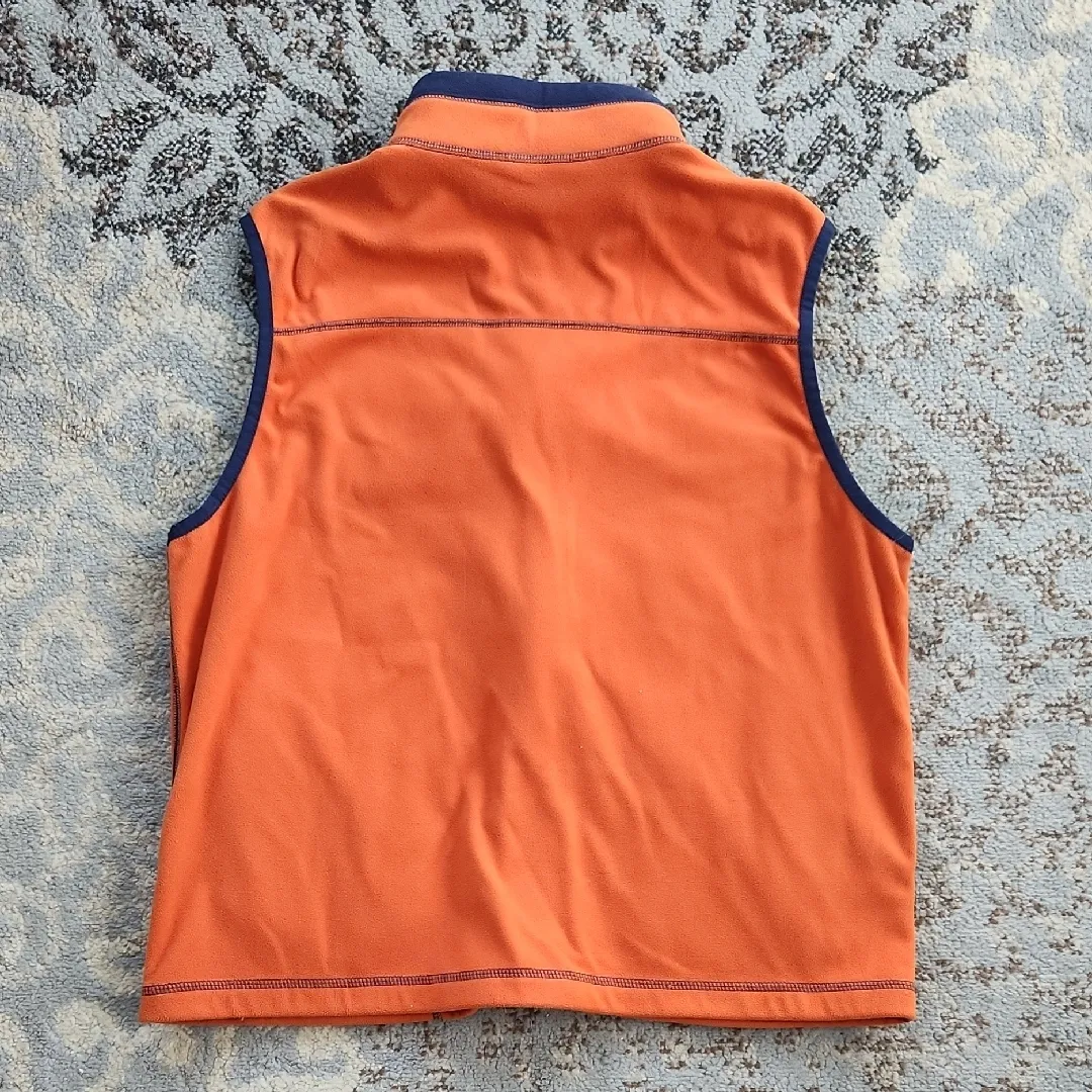 L.L. Bean Full Zip Vest Navy Orange Medium Blue - Image 4
