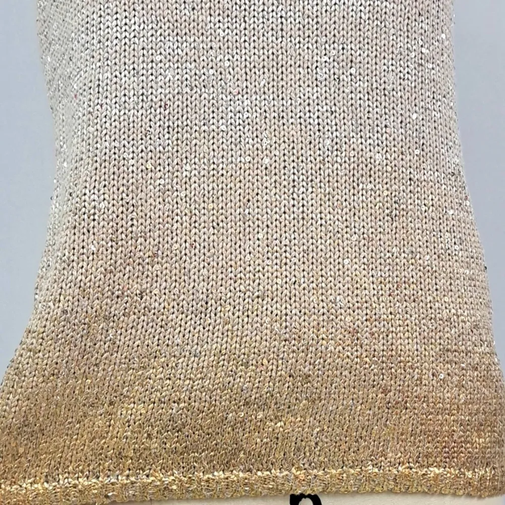 Chicos knit sweater & Tank set oatmeal beige dipped in gold with sparkle Sz L/XL - Image 3
