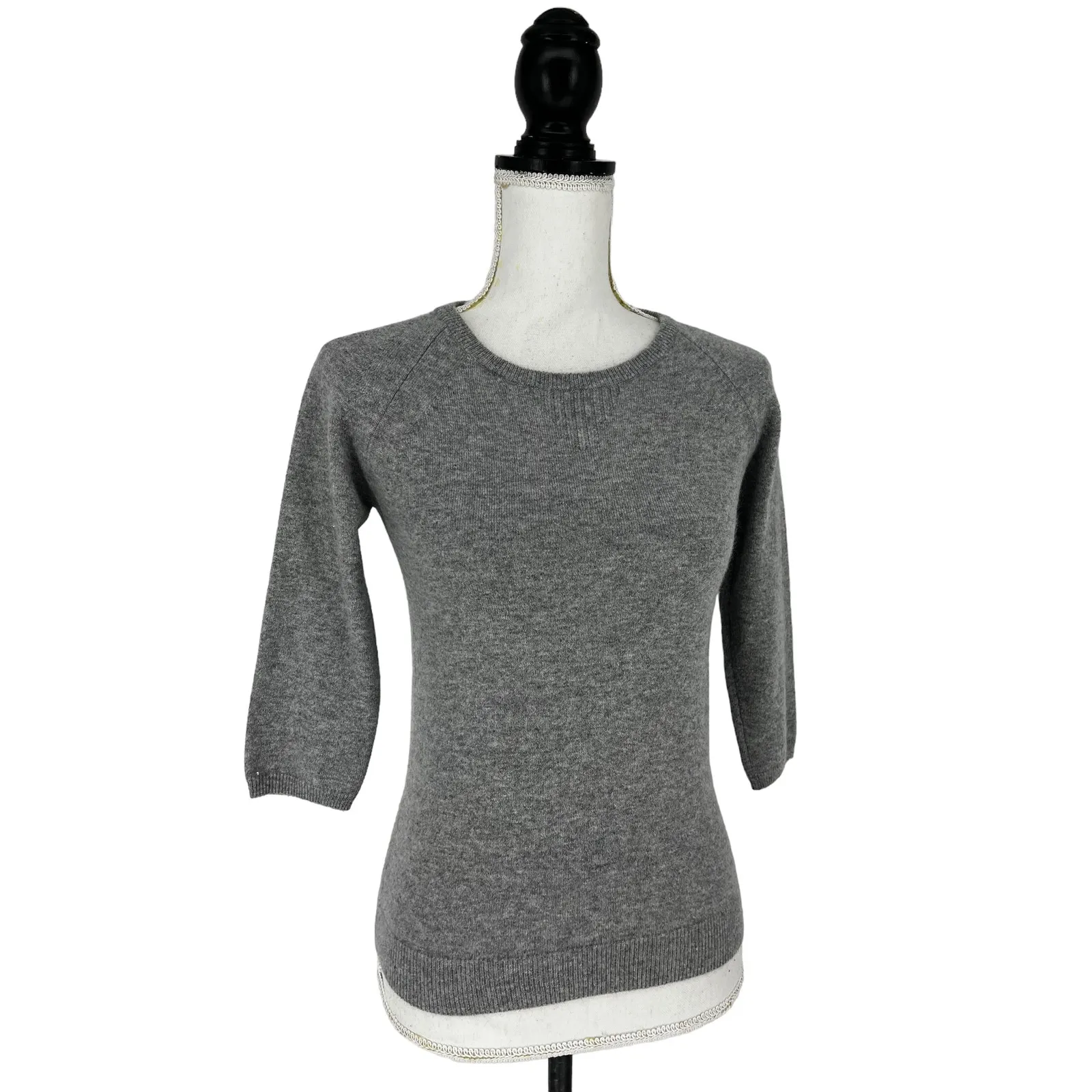 PURE Collection Cashmere Pullover 3/4 Sleeve Sweater Gray Size 2 - Image 3